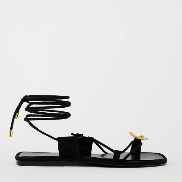 Lace Up Sandals with Gold Accent - Picture 4 of 6